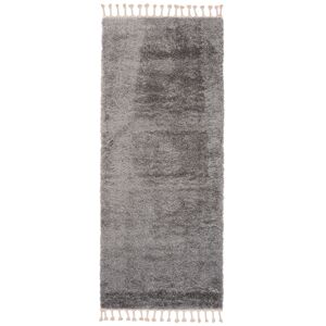 Tapiso Alfombra de pasillo gris oscuro borlas shaggy 70 x 400 cm