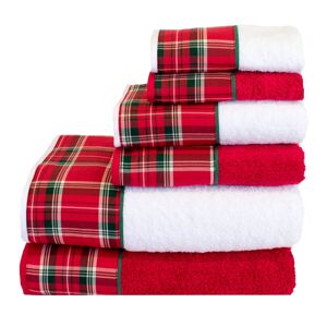 Casa da Laura Juego de 6 toallas escocés 550 gr/m2 rojo 100% algodón