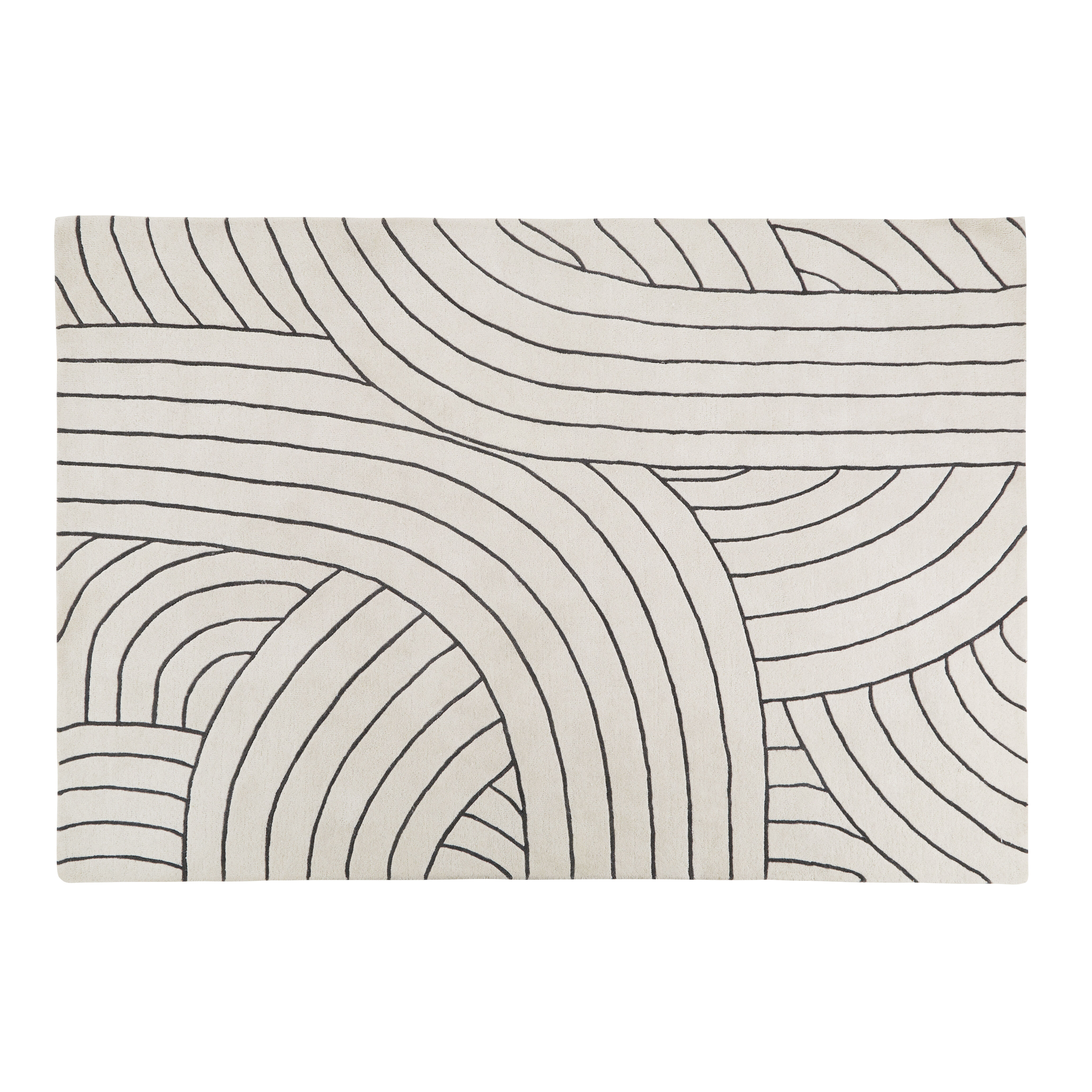 Maisons du Monde Alfombra afelpada de lana con estampado gráfico blanco roto 160 x 230