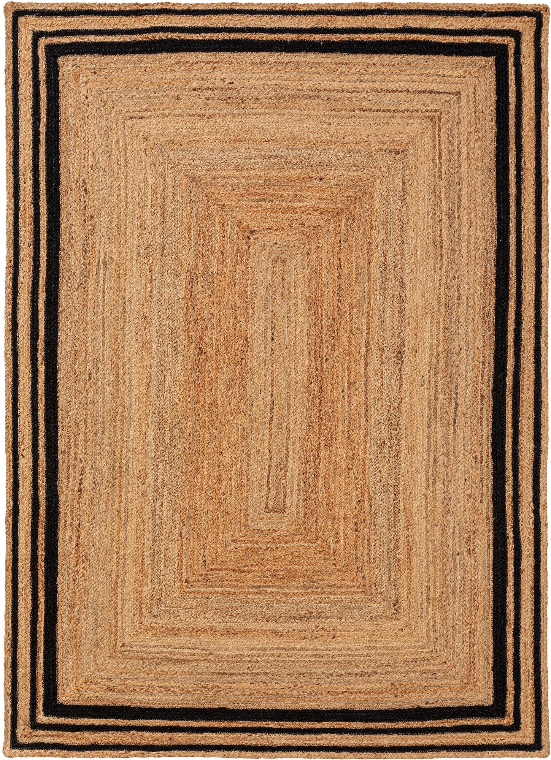 Benuta Alfombra de yute negro 160x230