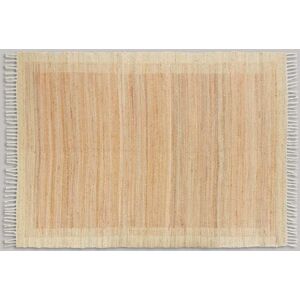 Maisons du Monde Alfombra reversible de yute y algodón tejido con acabado de flecos bicolor, 160x230 cm Maisons du Monde Alfombra reversible de yute y algodón tejido con acabado de flecos bicolor, 160x230 cm