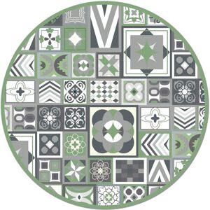 Home and Living Alfombra vinílica redonda estilo hidráulico verde 150x150 cm Home and Living Alfombra vinílica redonda estilo hidráulico verde 150x150 cm