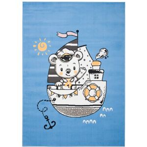 Tapiso Alfombra para niños azul amarillo gris blanco oso bote fina 140x200 Tapiso Alfombra para niños azul amarillo gris blanco oso bote fina 140x200