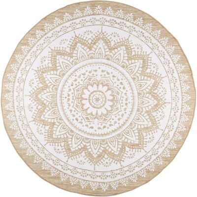 Maisons du Monde Alfombra redonda de yute y algodón blanco Ø 180 cm Maisons du Monde Alfombra redonda de yute y algodón blanco Ø 180 cm