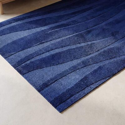 Maisons du Monde Alfombra de tejido tufting con relieve azul, 160x230 cm Maisons du Monde Alfombra de tejido tufting con relieve azul, 160x230 cm