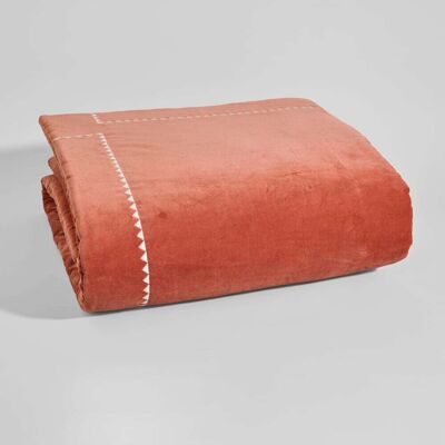 Maisons du Monde Colcha de terciopelo terracota con bordados, 100x200 cm Maisons du Monde Colcha de terciopelo terracota con bordados, 100x200 cm