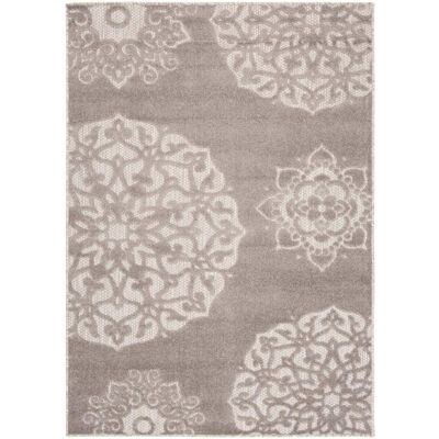 Tapiso Alfombra interior exterior 3d beige gris oscuro flores 80x150cm Tapiso Alfombra interior exterior 3d beige gris oscuro flores 80x150cm