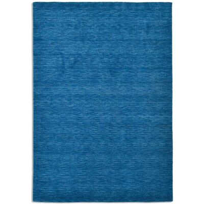 THEKO Alfombra de lana virgen tejida a mano - azul - 140x200 cm THEKO Alfombra de lana virgen tejida a mano - azul - 140x200 cm