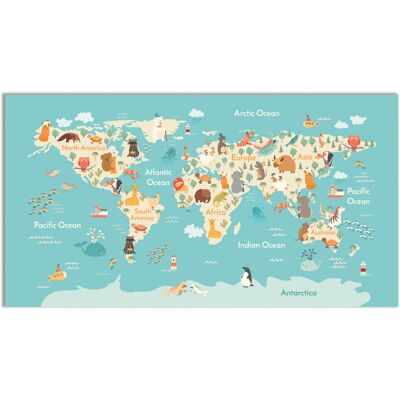 Panorama - Mapamundi Animales - Bicolor - 300x200cm - Rug Panorama - Mapamundi Animales - Bicolor - 300x200cm - Rug