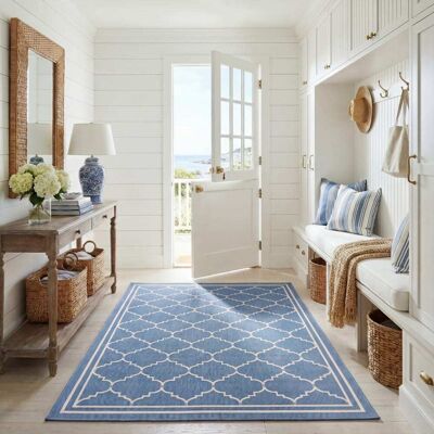 Safavieh Courtyard Alfombra - azul/beige - 79x152 cm - pelo corto Safavieh Courtyard Alfombra - azul/beige - 79x152 cm - pelo corto