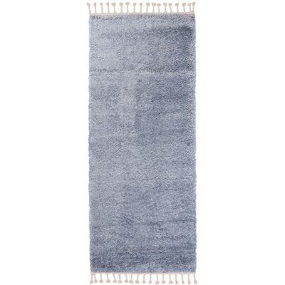 Tapiso Alfombra de pasillo dormitorio azul borlas shaggy 80 x 400 cm Tapiso Alfombra de pasillo dormitorio azul borlas shaggy 80 x 400 cm