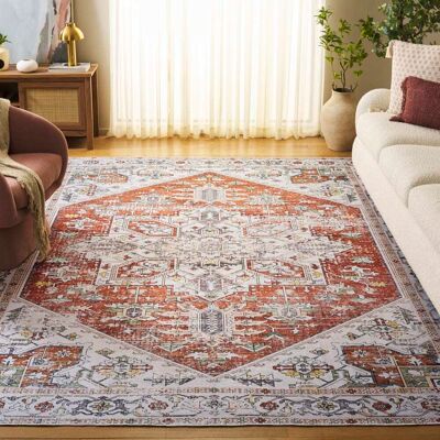 Safavieh - Alfombra de poliéster - Marfil/Rojo óxido - 185x180 cm Safavieh - Alfombra de poliéster - Marfil/Rojo óxido - 185x180 cm