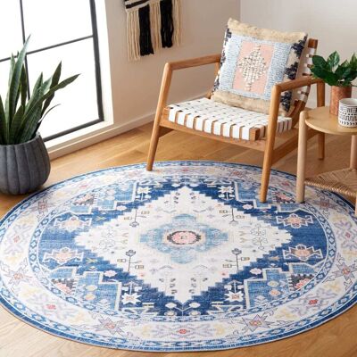 Safavieh - Polyester Rug - NavyBlue - Ivory - Rug Safavieh - Polyester Rug - NavyBlue - Ivory - Rug