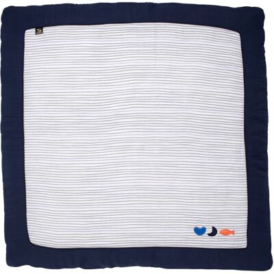 Sauthon - Grand Tapis De Juego En Doble gasa de Algodón Marinière Azul - Blue - 100x100 cm - Play mat Sauthon - Grand Tapis De Juego En Doble gasa de Algodón Marinière Azul - Blue - 100x100 cm - Play mat
