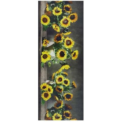 Atticgo Alfombra de cocina lavable flores amarillo/verde/gris 52x200 cm Atticgo Alfombra de cocina lavable flores amarillo/verde/gris 52x200 cm