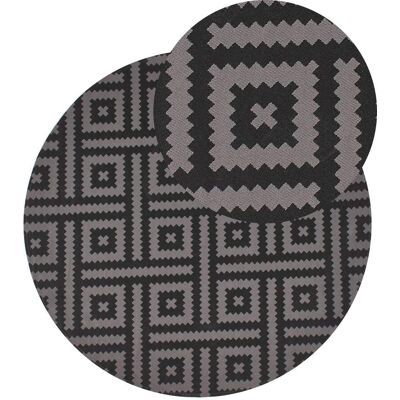 Beliani Alfombra de exterior de material sintético negro 160x160cm Beliani Alfombra de exterior de material sintético negro 160x160cm