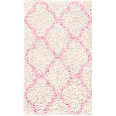 Safavieh Alfombra de polipropileno blanco/rosa, 122 x 183 cm Safavieh Alfombra de polipropileno blanco/rosa, 122 x 183 cm
