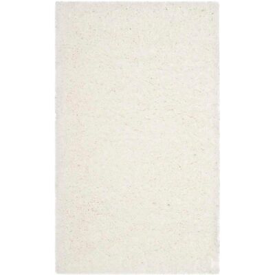 Safavieh Alfombra de poliéster blanco, 122 x 183 cm Safavieh Alfombra de poliéster blanco, 122 x 183 cm