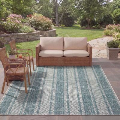 Safavieh - Courtyard Collection - Gris Claro Teal - Alfombra Safavieh - Courtyard Collection - Gris Claro Teal - Alfombra