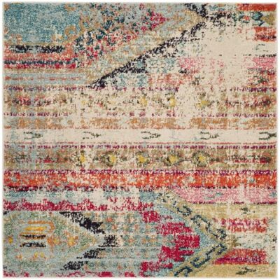 Safavieh Alfombra boho chic de polipropileno multicolor, 152 x 152 cm Safavieh Alfombra boho chic de polipropileno multicolor, 152 x 152 cm