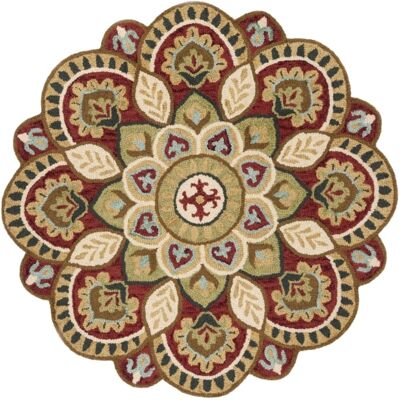 Safavieh Alfombra tradicional de lana rojo/goma gris, 152 cm Safavieh Alfombra tradicional de lana rojo/goma gris, 152 cm