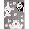 Tapiso Alfombra para niño gris blanco oso conejito panda 180x250cm