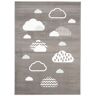 Tapiso Alfombra para niños gris blanco nubes suave 180 x 250 cm