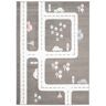 Tapiso Alfombra para niños gris blanco carretera ciudad suave 200 x 300 cm