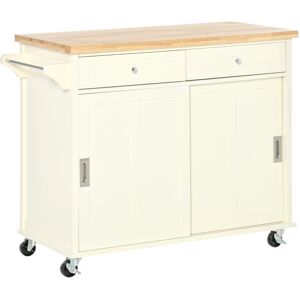 Homcom Carrito de cocina color beige 110 x 49.5 x 89.5 cm