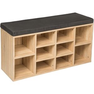 Tectake Zapatero con banco 1035x48x30cm madera mdf gris oscuro/roble claro