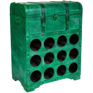 Wanderlust deco Baúl botellero de 12 botellas Verde 45x28x59h cm