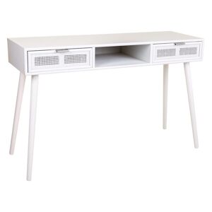 Wanderlust deco Recibidor de madera y rejilla en blanco  120x42x79h cm