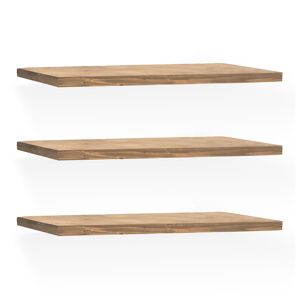 Decowood Pack 3 estanterías de madera maciza flotante envejecido 120x3,2cm