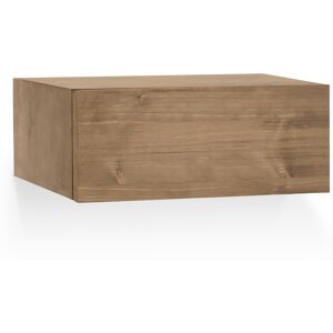 Decowood Mesita de noche de madera maciza flotante en tono envejecido 40x15cm