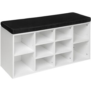 Tectake Zapatero con banco 1035x48x30cm madera mdf negro/blanco