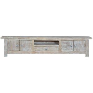 GINER Y COLOMER Mueble tv  madera de mango blanco envejecido