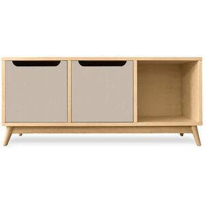 Kulile Mueble bajo, 2 cajones, 1 estante color roble natural beige 46x103x32