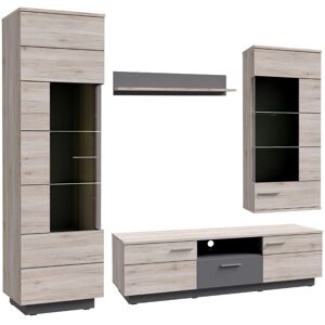 Home Heavenly Mueble salón completo 240 cm 4 módulos color gris