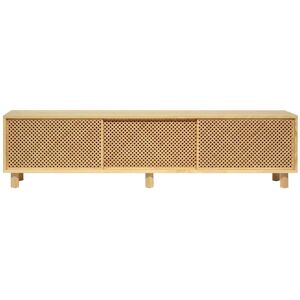 Naan Furniture Mueble de TV 3 puertas de madera maciza natural con celosía 180 cm