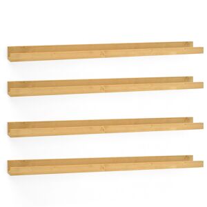 Decowood Pack 4 estantes de madera maciza flotante tono olivo 50x7cm