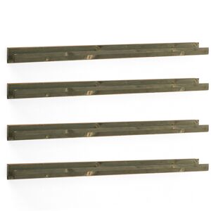 Decowood Pack 4 estantes de madera maciza flotante tono verde 50x7cm