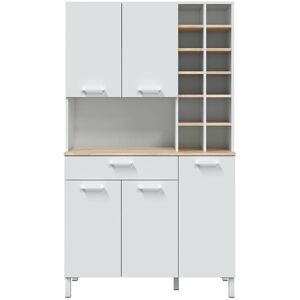 Calicosy Aparador alto 5 puertas 1 cajón con compartimentos h186 cm - blanco