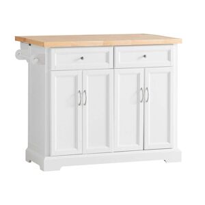 SoBuy Isla de cocina con tablero extensible mdf aglomerado blanco