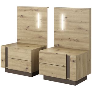 AKL FURNITURE Mesita de noche efecto madera Gris