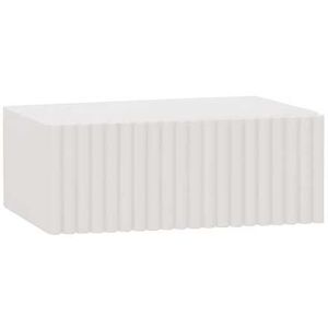 Decowood Mesita de noche de madera maciza flotante en tono blanco de 40x15cm