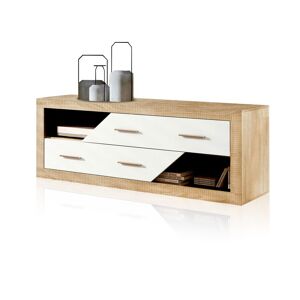 duehome Módulo bajo nuka 2 cajones melamina, cambria, 130 x 50 x 41,4