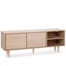 HOMN Mueble tv 2 puertas y 2 huecos color roble, 140 x 40 x 53 cm