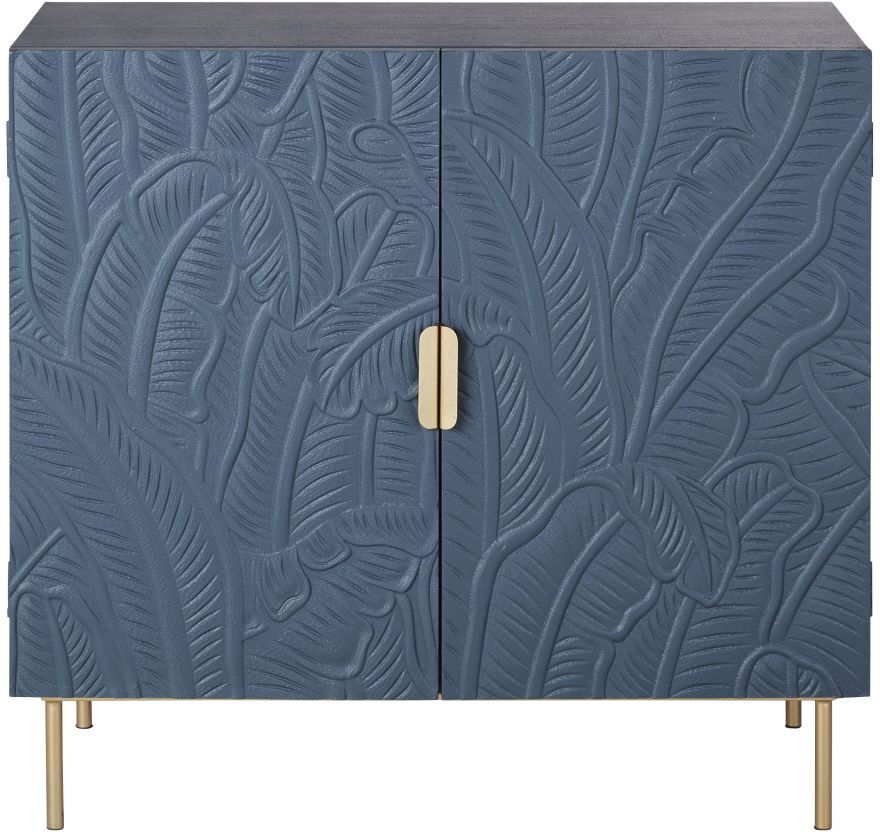 Maisons du Monde Aparador con 2 puertas con motivos decorativos tallados en azul