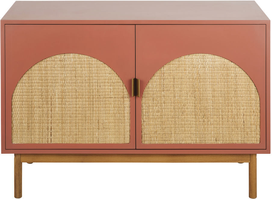 Maisons du Monde Aparador con 2 puertas terracota de rejilla de mimbre