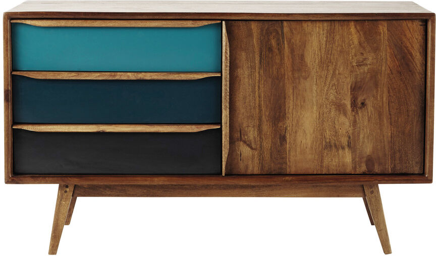 Maisons du Monde Aparador vintage de madera de mango azul